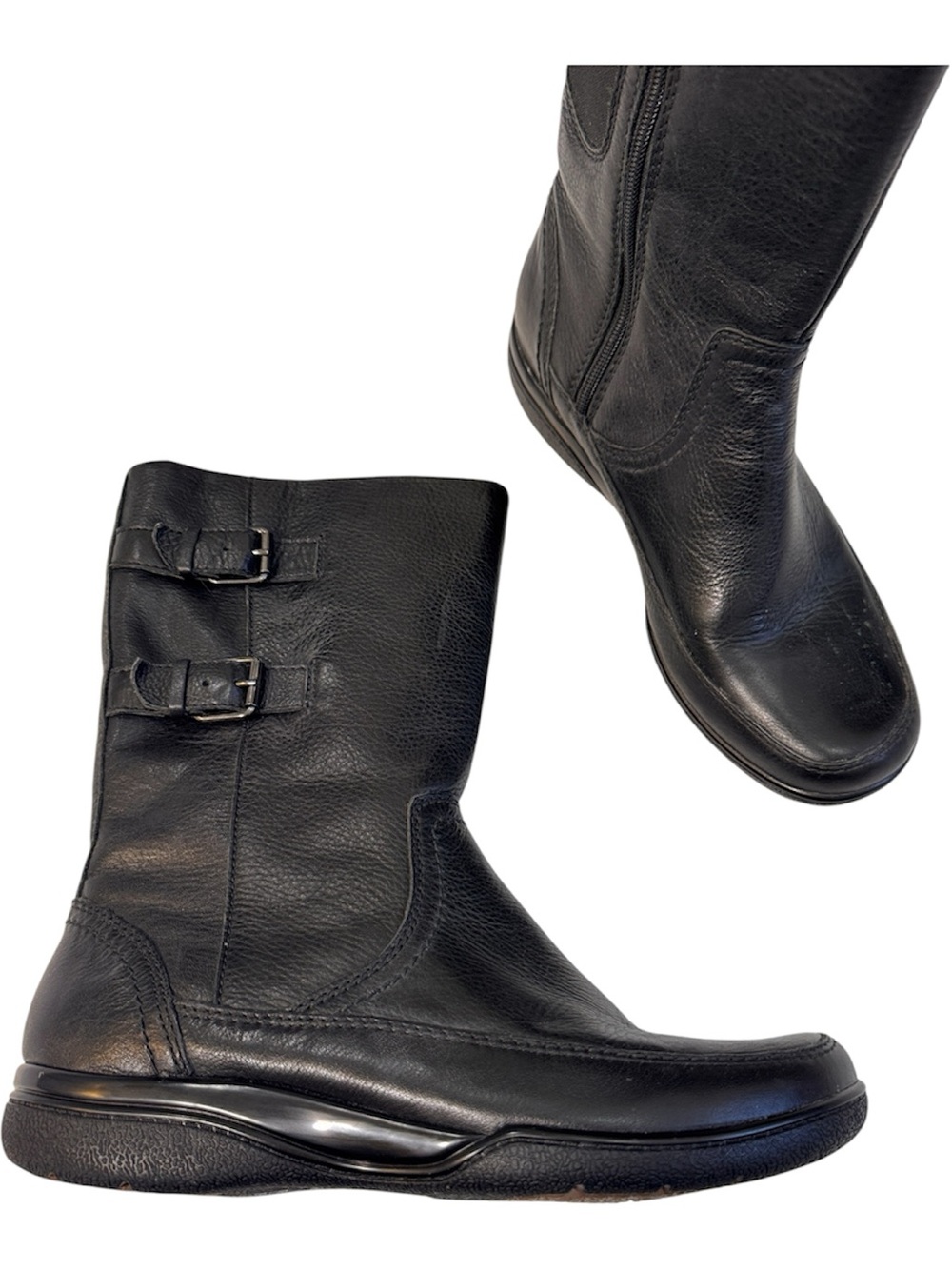 Clarks Black Leather Mid Calf Boots Womens 9.5 Fall Classic Comfort